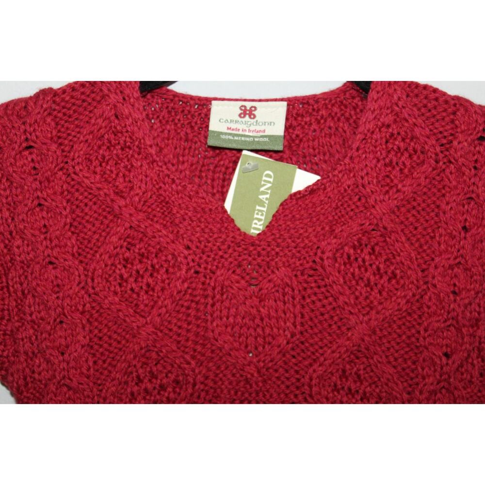 NWT Carraig Donn Cable Knit Wool Cap Sleeve Dress Red Girl's Size Medium H12020 - Picture 3 of 11